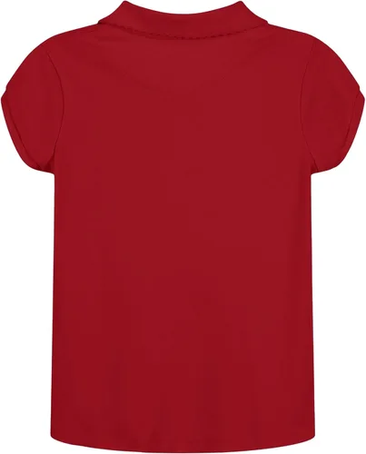 Vista 2 de Nautica - Camisa polo de manga corta para uniforme escolar de niñas, cierre de botón, tela de piqué suave