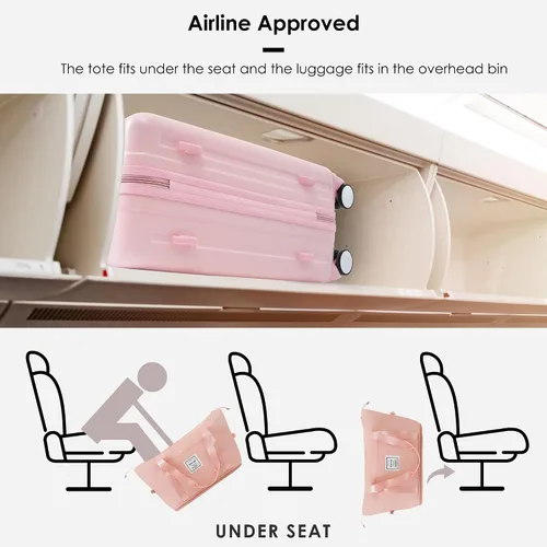 Vista 4 de Merax 3 piezas expandible Abs Hardshell Equipaje Sets con rueda giratoria Maleta TSA Lock Suit Case, Rosa bebé, Equipaje de mano con portavasos