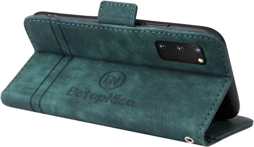 Vista 4 de Funda tipo cartera para Samsung Galaxy S20, piel sintética, con función atril, ranuras para tarjetas, funda plegable con tapa, funda protectora