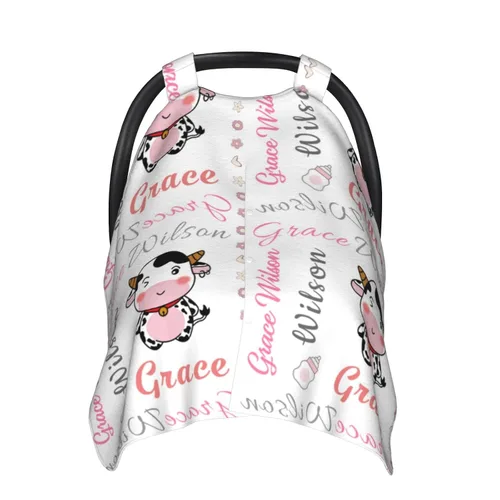Vista 7 de Toldo personalizado para asientos de automóvil para bebés con nombre, monograma personalizado para niños y niñas, apertura de minky, cubierta