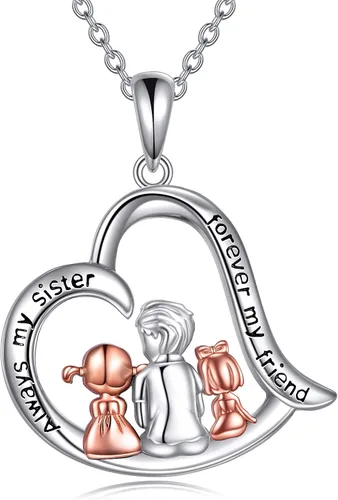 Vista 9 de CRMAD Regalos para hermanas de hermano para hermana, collar de plata de ley, joyería para regalos de cumpleaños y Navidad
