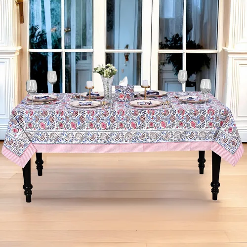 Vista 163 de Ridhi Mantel cuadrado con estampado de bloques de mano de caléndula ámbar
