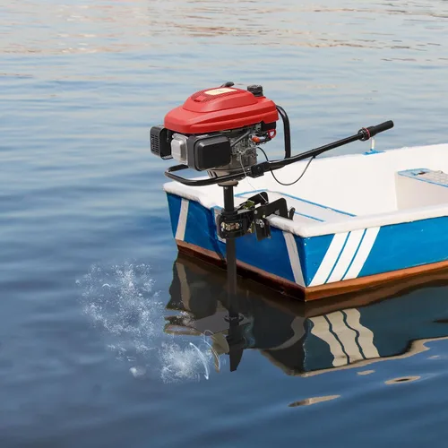 Vista 2 de Motor fuera de borda de 4 tiempos, motor fuera de borda profesional de 3.5 KW 200 CC, motor de lancha de pesca inflable resistente, con sistema CDI