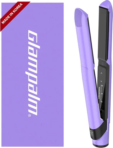Vista 10 de GLAMPALM Plancha para el cabello 0.5" Plancha plana de cerámica infundida con Vita C, la herramienta profesional de salón n.º 1 de Corea
