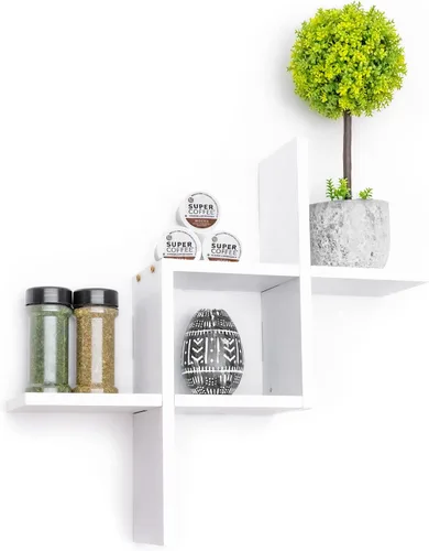 Vista 8 de Greenco Criss Cross Intersecting - Estantes flotantes para montar en pared.