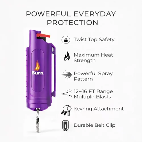 Vista 8 de Police Stun Gun Burn Pepper Spray Combo de defensa personal - M12 Morado