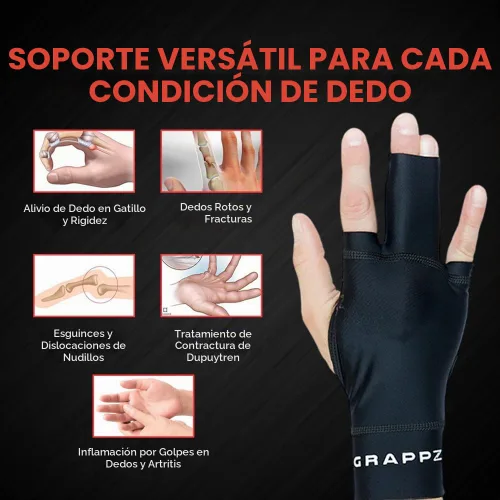 Vista 8 de Grappz Guantes de compresión para el dedo medio, alternativa a férula