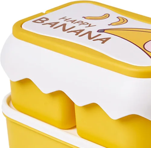 Vista 7 de TOPINCN Caja de almuerzo para microondas de dibujos animados linda con compartimentos independientes - contenedor de plástico apilable Amarillo