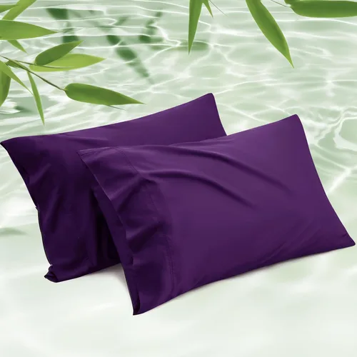 Vista 11 de Bedsure Fundas de almohada de tamaño estándar, fundas de almohada refrescantes, rayón derivado de bambú, color gris oscuro, juego de 2, fundas