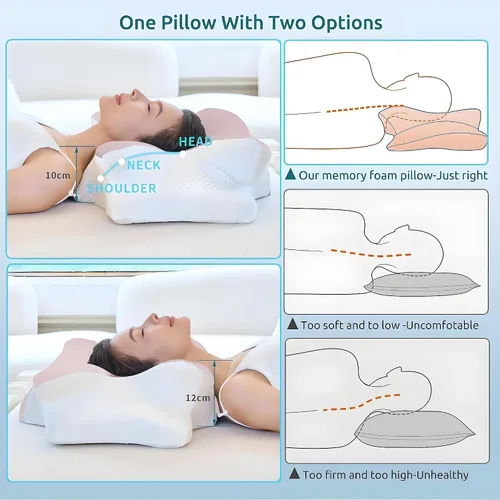 Vista 4 de Almohada cervical cervical para dormir, almohadas de espuma viscoelástica, almohadas ergonómicas para aliviar el dolor de cuello, almohada
