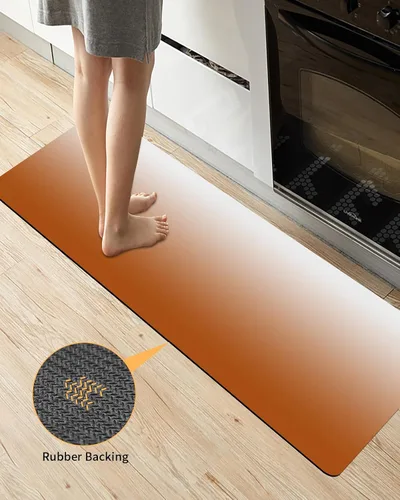 Vista 3 de Tapete de baño naranja degradado para bañera, antideslizante, de secado rápido y absorbente, tierra de diatomeas, fregadero, dormitorio, cocina
