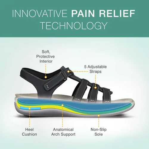 Vista 3 de Orthofeet Sandalias ortopédicas ajustables de cuero Amalfi para mujer