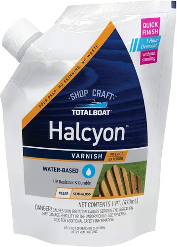 Vista 9 de TotalBoat Halcyon - Barniz marino a base de agua Acabado de poliuretano para madera de secado rápido para barcos, muebles de exterior y Clear Gloss