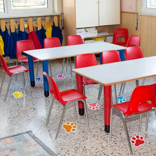 Vista 8 de 58 calcomanías de suelo para el aula, 5 pulgadas, puntos de línea de aula, marcadores de puntos de piso, calcomanías autoadhesivas, decoraciones