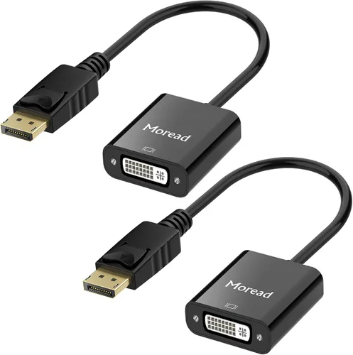 Vista 11 de Adaptador DisplayPort (DP) a DVI de Moread, adaptador de puerto de pantalla chapado en oro a DVI-D (macho a hembra) compatible con computadora