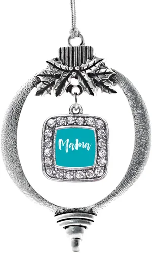 Vista 44 de Inspired Silver - Nana púrpura - Adorno de Navidad plateado - Adorno cuadrado para árbol de Navidad con circonita cúbica - Decoración colgante