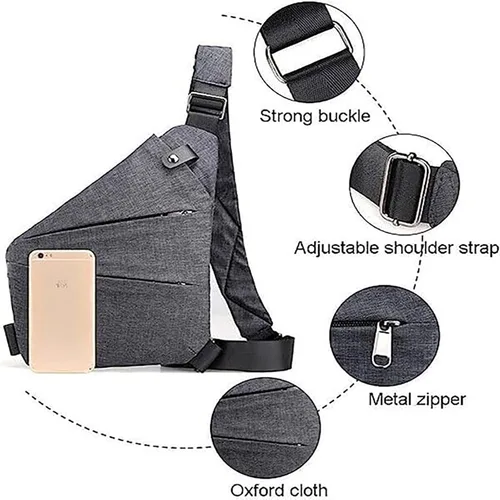 Vista 6 de Wander Plus - Bolsa de viaje antirrobo, bolsa antirrobo delgada bolsa cruzada, Gris