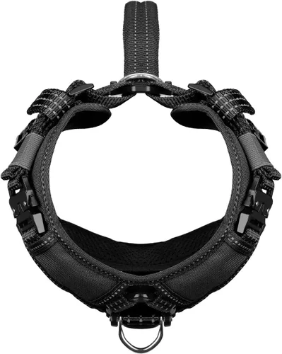 Vista 3 de ICEFANG Arnés de correa para perro con accesorios de metal, para perro de tamaño pequeño, chaleco K9, acolchado suave en forma de Y, arnés ajustable