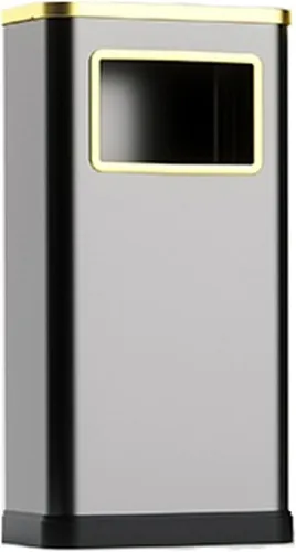 Vista 8 de Cubo de basura de acero inoxidable con tapa, cubo de basura comercial de metal con cubo interior extraíble y cenicero, para oficina, hotel