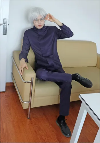 Vista 7 de DAZCOS Uniforme de EE. UU. para hombre, disfraz de anime con chaqueta vendada para los ojos