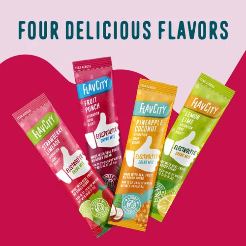 Vista 6 de FlavCity Fruit Punch - Paquetes de polvo de electrolitos, 28 paquetes de hidratación, sin azúcar añadida, polvo de hidratación con fruta real y sal
