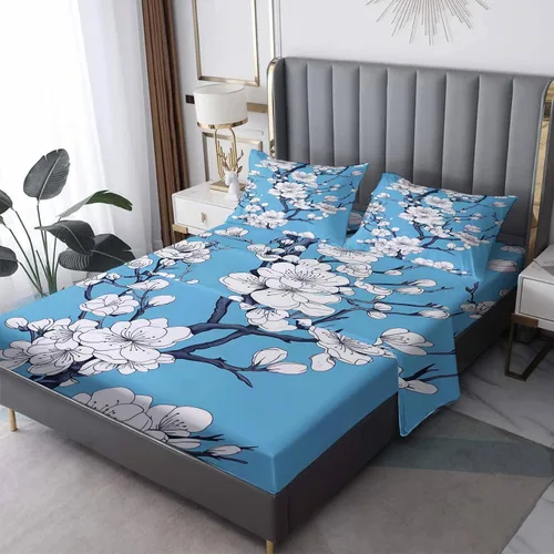 Vista 7 de Juego de sábanas abstractas tamaño individual, sábanas de microfibra suave, bolsillo profundo, sábanas y fundas de almohada estampadas sin arrugas