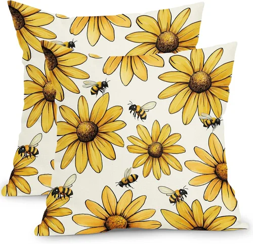 Vista 29 de Fundas de cojín decorativas primavera-verano 40x40 cm, juego de 2 fundas de cojín verdes con flores botánicas, fundas de cojín decorativas para Aqua
