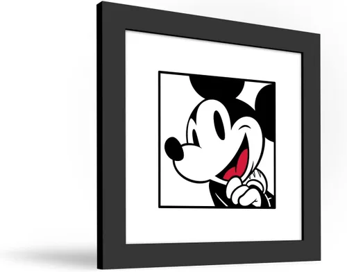 Vista 2 de Trends International Gallery Pops Disney Mickey Mouse - Póster artístico de pared sonriente, 12 x 12 pulgadas, versión enmarcada en negro