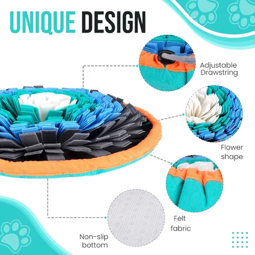 Vista 5 de Alfombrilla de olfateo para perros de 20 pulgadas, juguetes interactivos de rompecabezas para perros para enriquecimiento, tapete grande