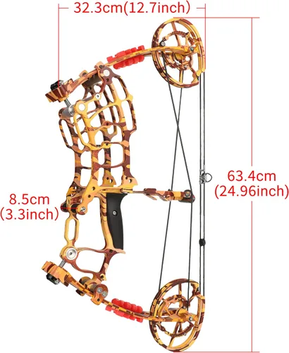Vista 7 de Juego de arco compuesto de doble uso para flechas y bola de acero, ajustable de 30 a 65 libras, arcos de caza, arco compuesto de eje corto