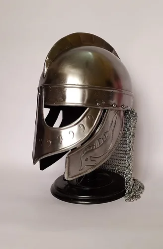 Vista 4 de AnNafi Casco de armadura de lobo vikingo hecho a mano acabado plateado cascos medievales cascos de caballero de metal para adultos disfraces