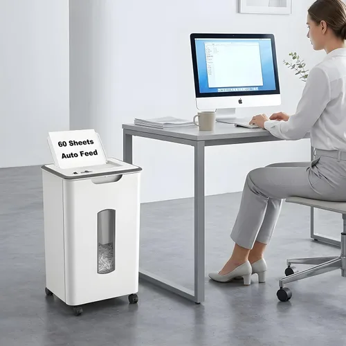 Vista 8 de Wingwise Trituradora de papel de alimentación automática de 60 hojas para blanco: 40 minutos de tiempo de ejecución