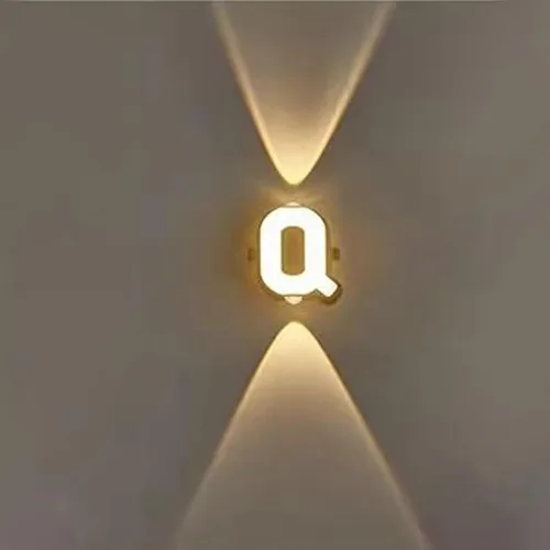 Vista 10 de Apliques de pared modernos LED hacia arriba, lámpara de pared con letras, luz blanca cálida y negra, de aluminio para sala de estar, escalera Letra A