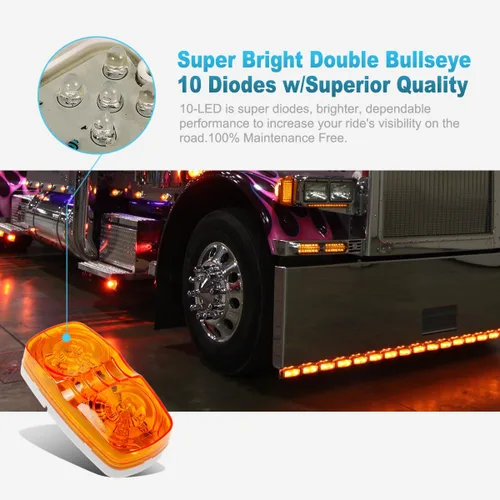 Vista 10 de Partsam 10x luz de marcador LED de doble burbuja ojo de tigre, [aprobada por DOT] 2x4 rectangular ámbar 10 LED para remolque, RV, camioneta, luces