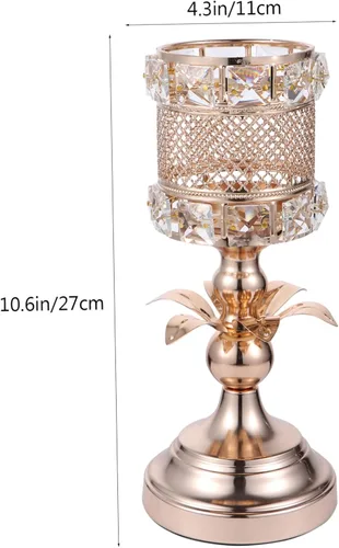 Vista 3 de IMIKEYA Candelabro de cristal de metal acabado dorado decoración multiusos para bar casero de boda