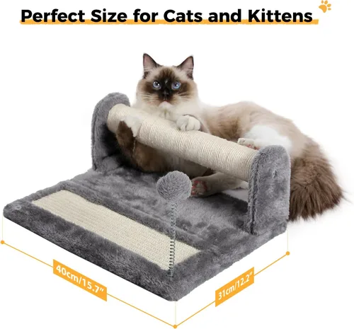 Vista 2 de PAWZ Road Poste rascador y almohadilla para gatos, postes y almohadillas para rascar cubiertos de sisal con pelota de juego, ideal para gatitos