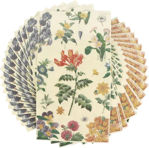 Vista 7 de Servilletas de papel florales para platos, 60 servilletas desechables largas para decoración de fiesta, boda, cumpleaños, baño (rosa)