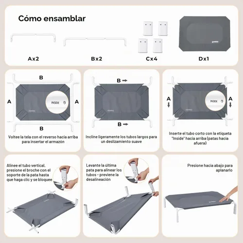 Vista 5 de ZOMISIA Cama elevada para perro con ensamble sin herramientas - Cama de enfriamiento elevada para perros al aire libre para mascotas grandes, hamaca