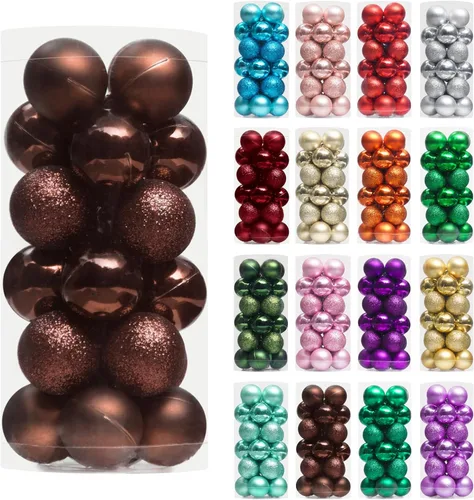 Vista 86 de XmasExp Juego de 24 mini esferas de Navidad inastillables para bolas de árbol de Navidad, 1.18 pulgadas (negro)