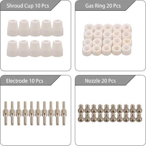 Vista 2 de 60pcs PT-31 Niquelado Extendido Aire Plasma Boquilla de Corte Electrodo Consumibles Fit CUT-40 CUT-50D CT-312