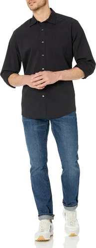 Vista 5 de Tienda Essentials - Camisa de popelina para hombre, de corte regular, manga larga e informal