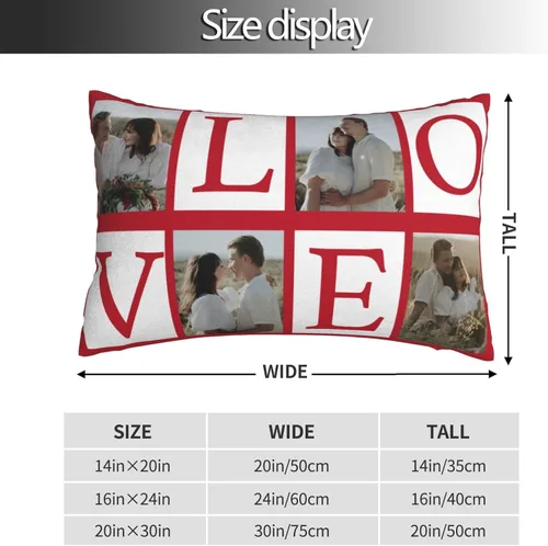 Vista 4 de Fundas de almohada de algodón personalizadas con collages de fotos de 12 x 20 pulgadas, fundas protectoras de almohada personalizadas con cremallera