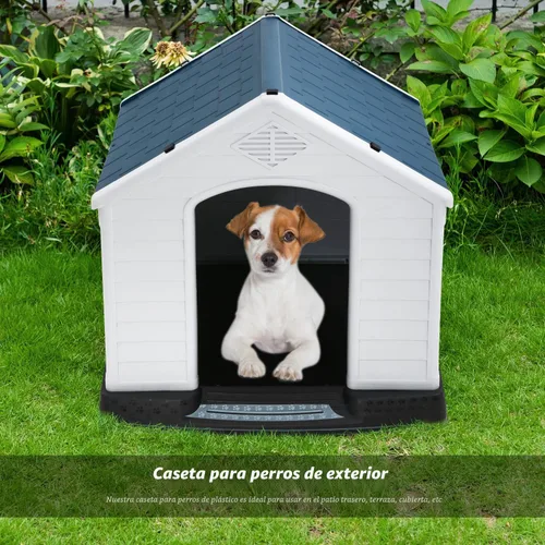 Vista 2 de FDW Casa para Perros Interior Exterior Durable Ventilada Impermeable para Mascotas de Plástico para Perros Pequeños Medianos y Grandes Refugio