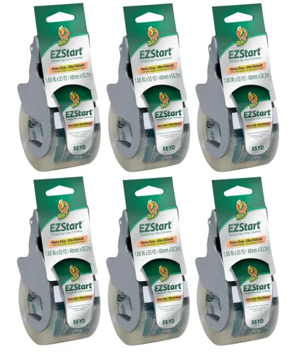 Vista 6 de Duck EZ Start - Cinta de embalaje transparente con dispensadores, paquete de 6 cintas de embalaje silenciosas y fáciles de iniciar para cajas