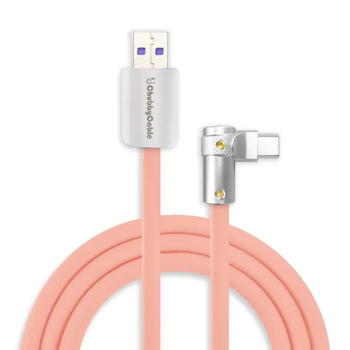 Vista 27 de chubbycable FlexElbow - Cable de carga rápida de 90 grados y 240 W, cable USB C en ángulo recto, cable de carga de silicona compatible con iPhone