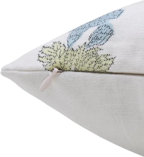 Vista 3 de Funda de cojín de algodón grueso hecha a mano con estampado de bloques, color blanco de 14 x 14 pulgadas, con cremallera, para sofá, sofá y cama