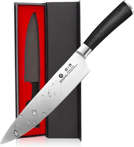 Vista 17 de imarku Juego de cuchillos de cocina de 5 piezas, juego de cuchillos Negro marrón