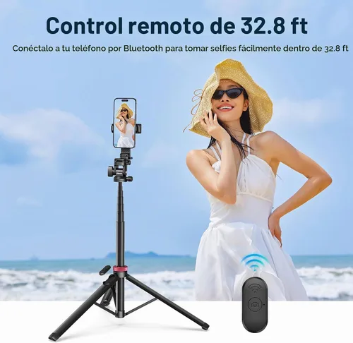 Vista 5 de ULANZI MT-78 Trípode extensible para teléfono, de metal de 72.83 pulgadas, soporte de trípode para cámara selfie stick con clip de teléfono 2 en 1