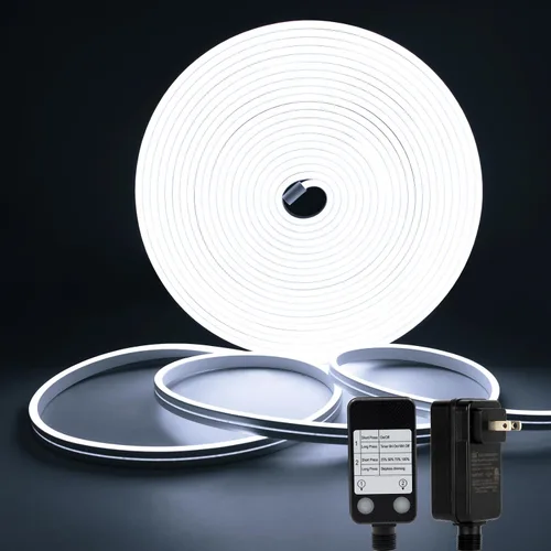 Vista 10 de DBFAIRY Luz de Cuerda de Neón Inteligente, 16.4 Pies Luces de Cuerda de Neón RGB que Cambian de Color IC con Aplicación Remota Sincronización