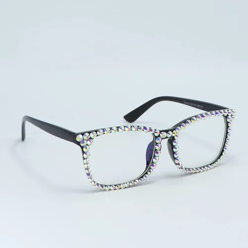 Vista 5 de Gafas de Lectura Cuadradas con Diamantes de Imitación para Mujeres con Bloqueo de Luz Azul para Computadora